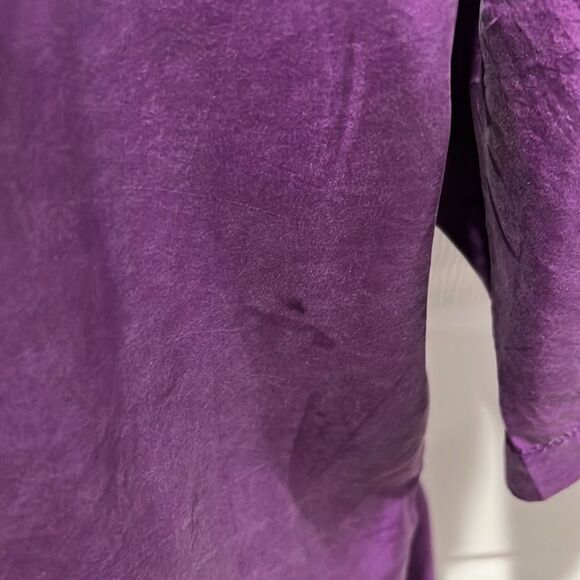Creative Edge vintage 80s boxy short sleeve button down purple silk blouse large - Picture 7 of 10